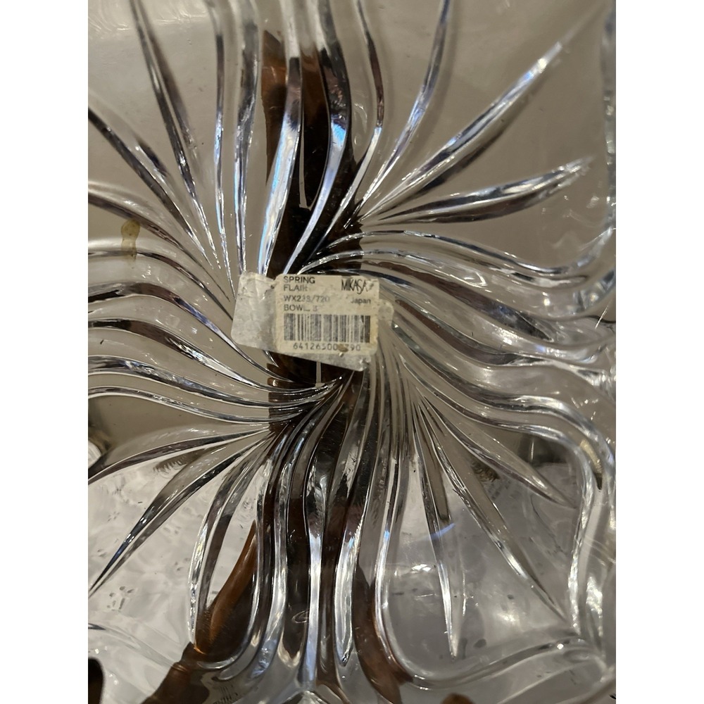 Mikasa Flores Crystal Dish Clear Serving Bowl Flower Shape Curved Pointed Petals - Picture 7 of 7